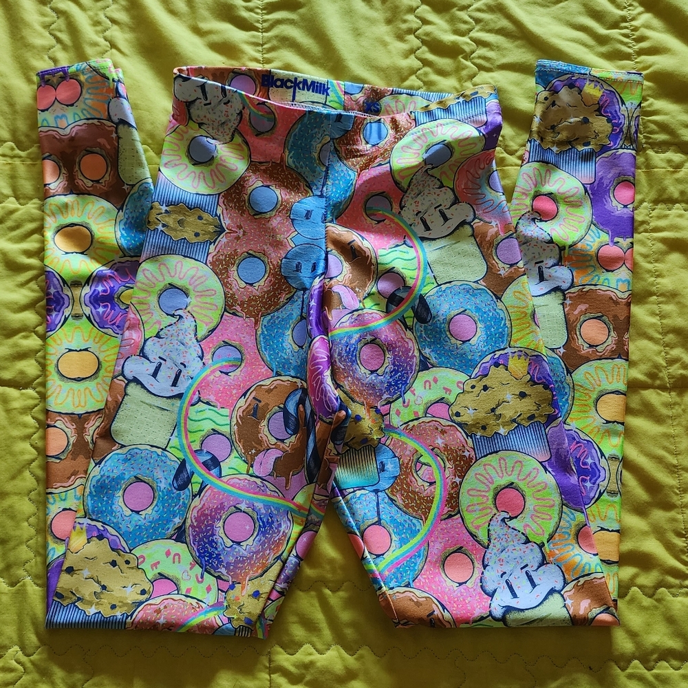 Black Milk Neon Donut leggings XS rare doughnut